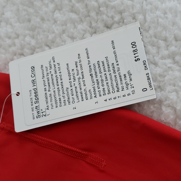 Lululemon Swift Speed HR Crop 21" Dark Red - Picture 6 of 17